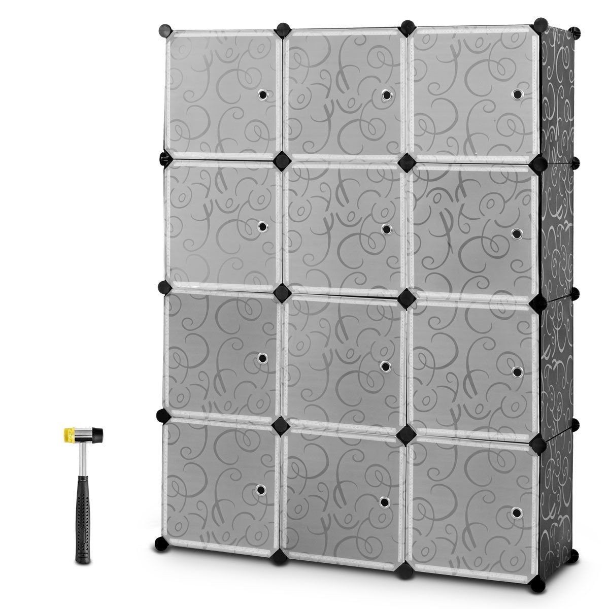 Modular Plastic Storage Cubes Organizer - DIY Bookcase & Closet System for Clothes, Shoes, Toys (12 Cubes) - Perfect for Bedroom, Nursery & Playroom Organization