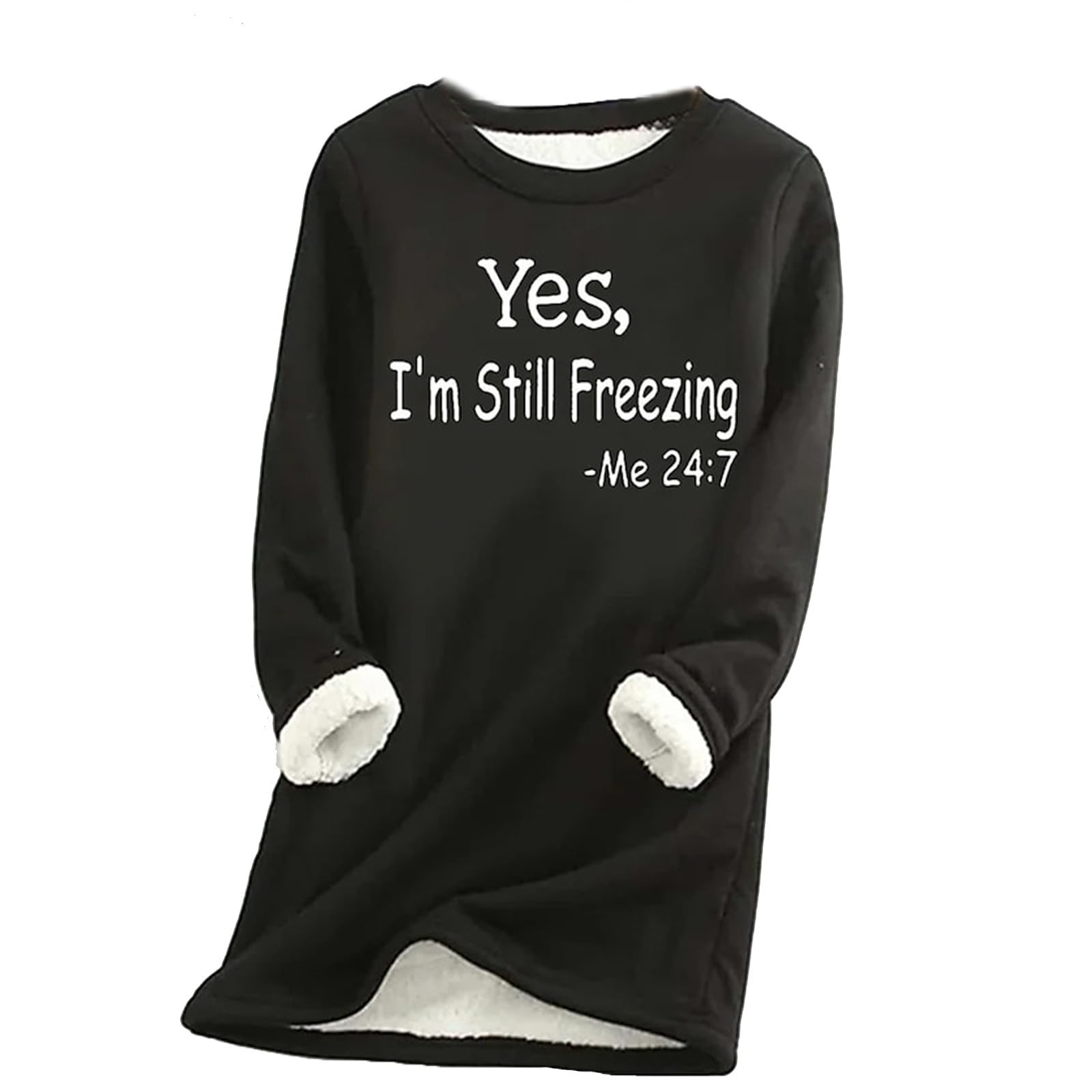 Women's Sherpa Lined Sweatshirt - Cozy Fleece Pullover for Winter 2024 | Cyber Monday Fashion Deals | Perfect for Casual Wear, Lounging & Cold Weather Outfits