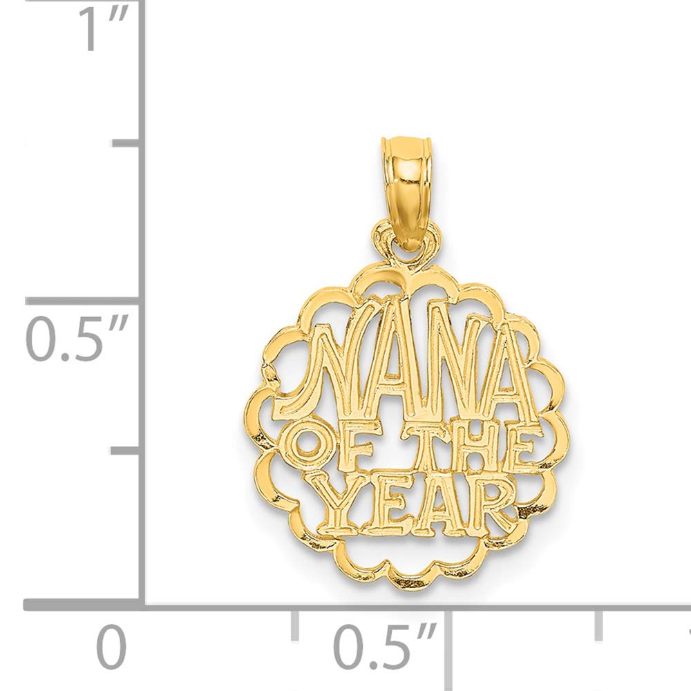 FJC Finejewelers 14k Yellow Gold Nana of The Year Charm Pendant - Elegant Gift for Grandmothers, Mothers & Special Women - Perfect for Birthdays, Anniversaries & Mother's Day
