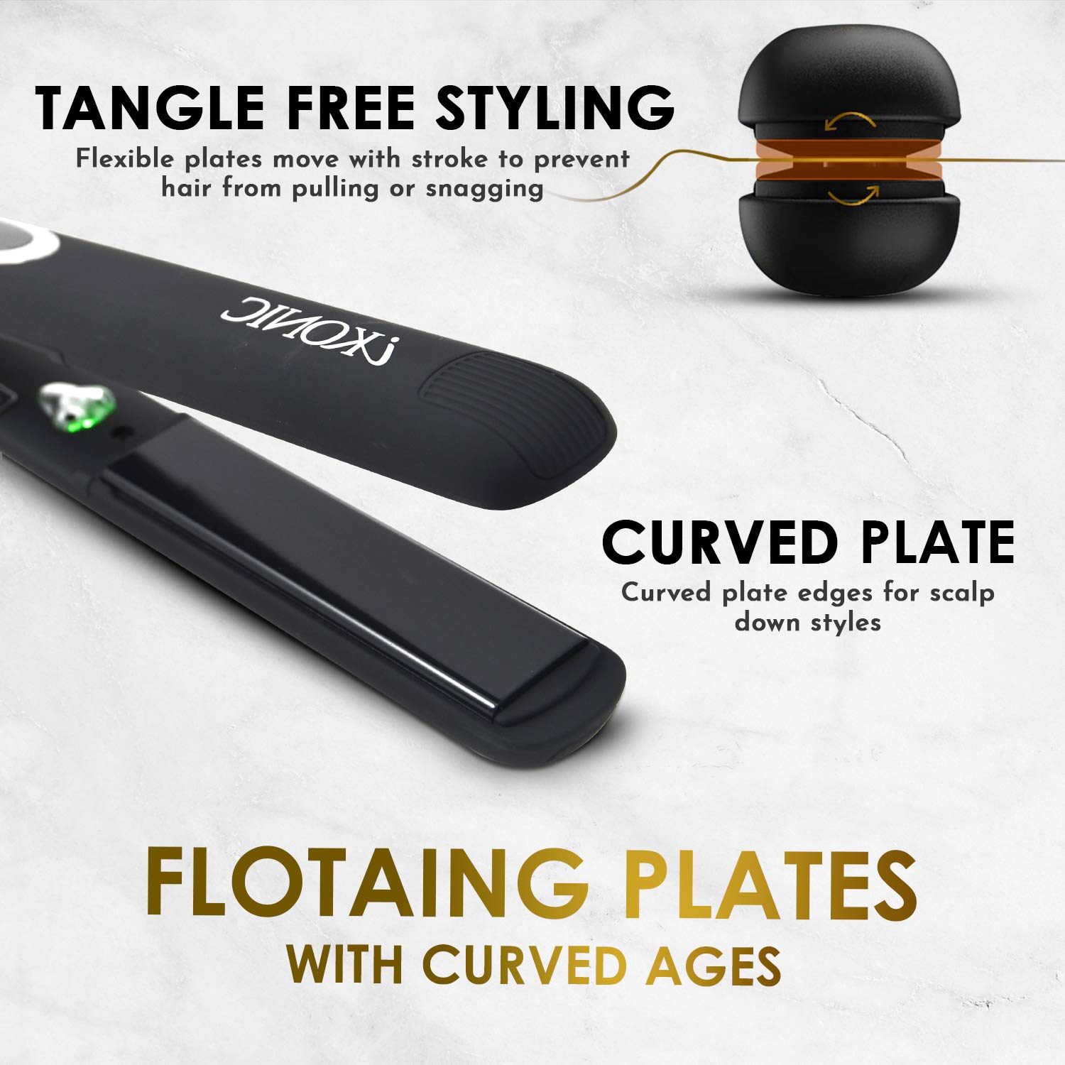 IKONIC 100% Pure Ceramic Hair Straightener & Flat Iron - 1
