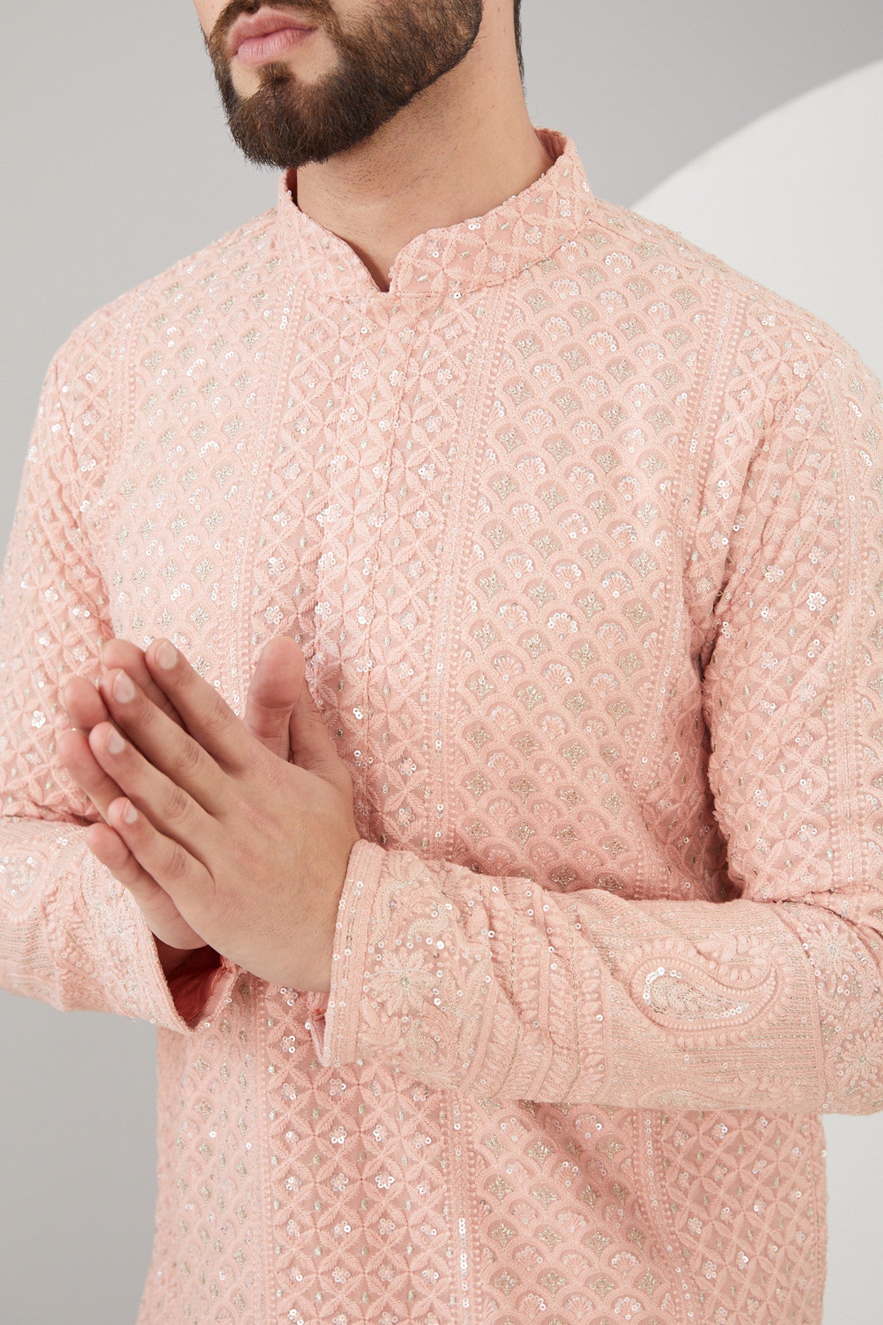 Elegant Peach Georgette Chikankari Embroidered Kurta for Women | Traditional Indian Handcrafted Tunic | Perfect for Festivals, Weddings & Casual Wear