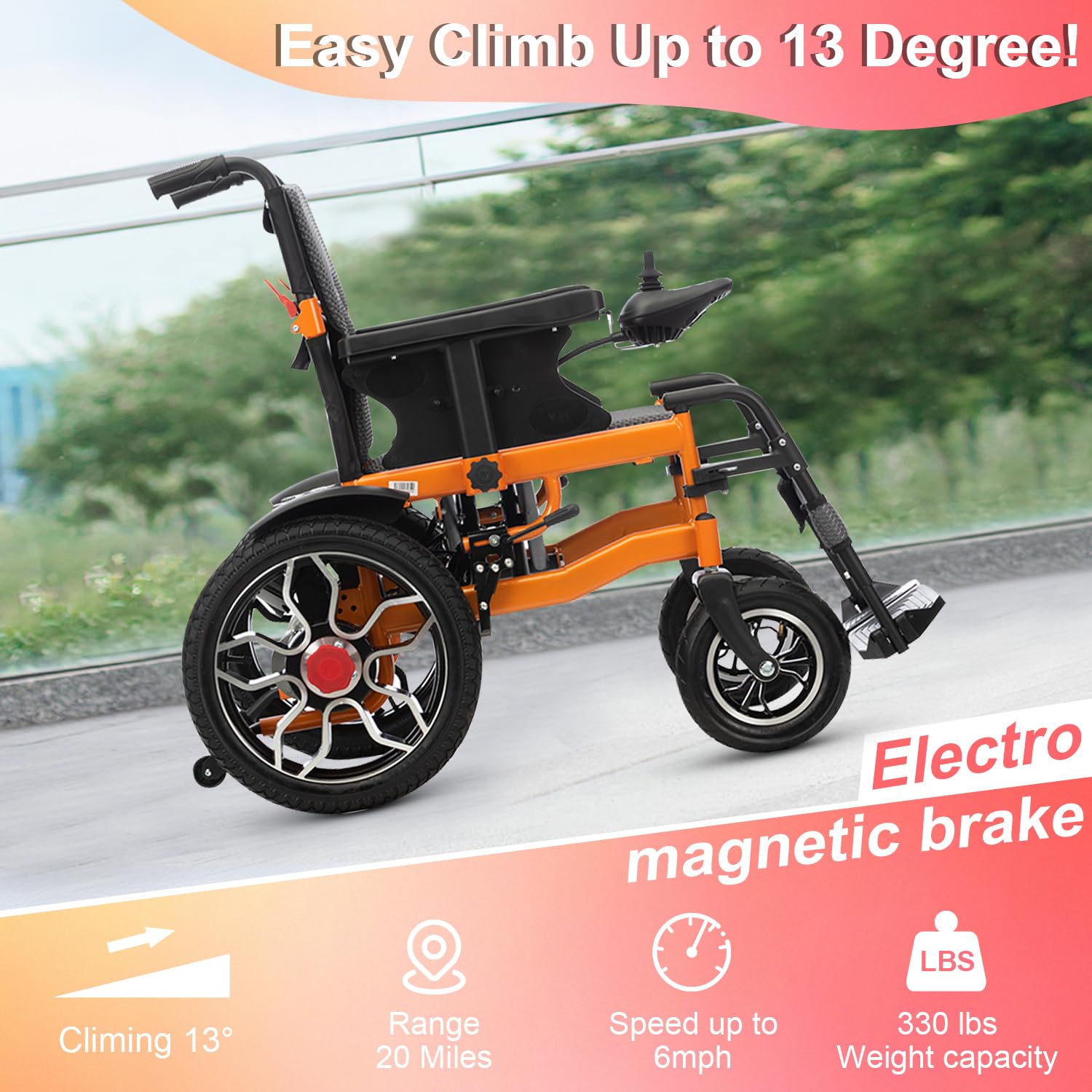 20 Miles Long Range All-Terrain Electric Wheelchair for Adults - Lightweight Foldable Motorized Wheelchair with Intelligent Power System - FAA Approved Portable Wheelchair for Seniors & Travel (Ideal for Outdoor Adventures, Air Travel & Daily Mobility)