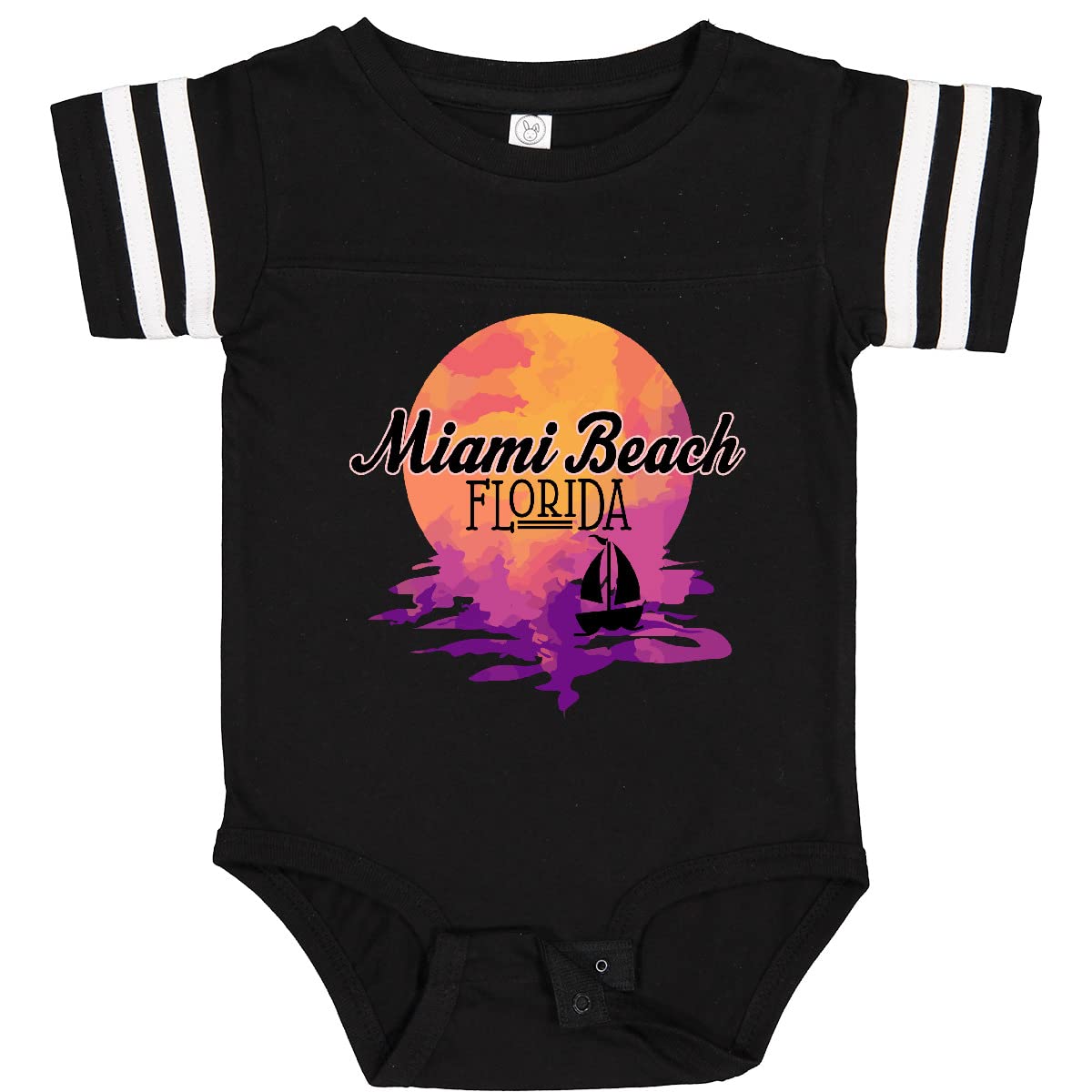 Inktastic Miami Beach Florida Vacation Sunset Baby Bodysuit - Soft Cotton Cute Infant Onesie for Beach Trips, Family Photos & Vacation Souvenirs