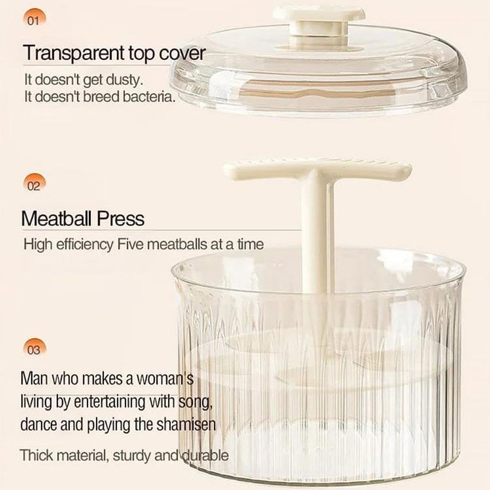 **Translucent Meatball Maker Tool - 5 Balls Kitchen Mold for Ground Beef, Pork & Chicken | Easy Meatball Shaper & Freezer Storage Container (Yellow) - Perfect for Meal Prep, Party Snacks & Family Dinners**