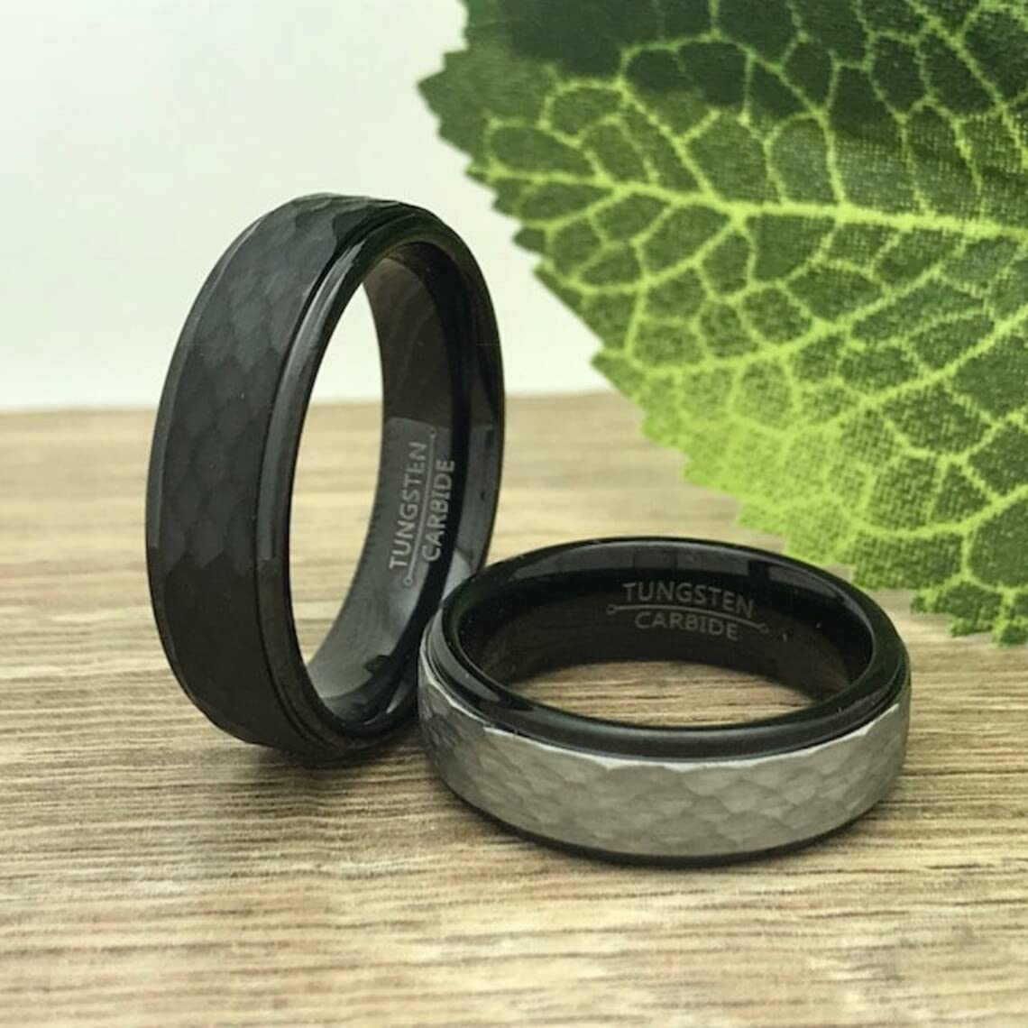 His and Hers Tungsten Wedding Rings Set - 6mm Personalized Couples Bands, Hammered Finish Anniversary Rings TCR518 - Perfect for Engagements, Weddings & Romantic Gift Giving