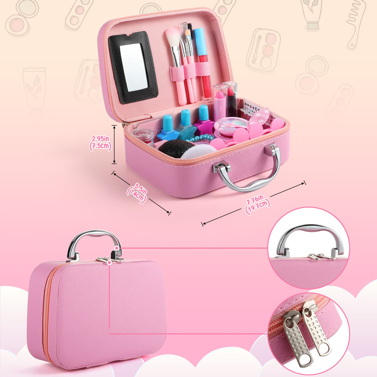 **Washable Kids Makeup Kit for Girls - Safe & Non-Toxic Real Cosmetic Set | Perfect Birthday Gift for Toddlers & Little Girls Ages 4+ | Pretend Play, Dress-Up & Party Fun**