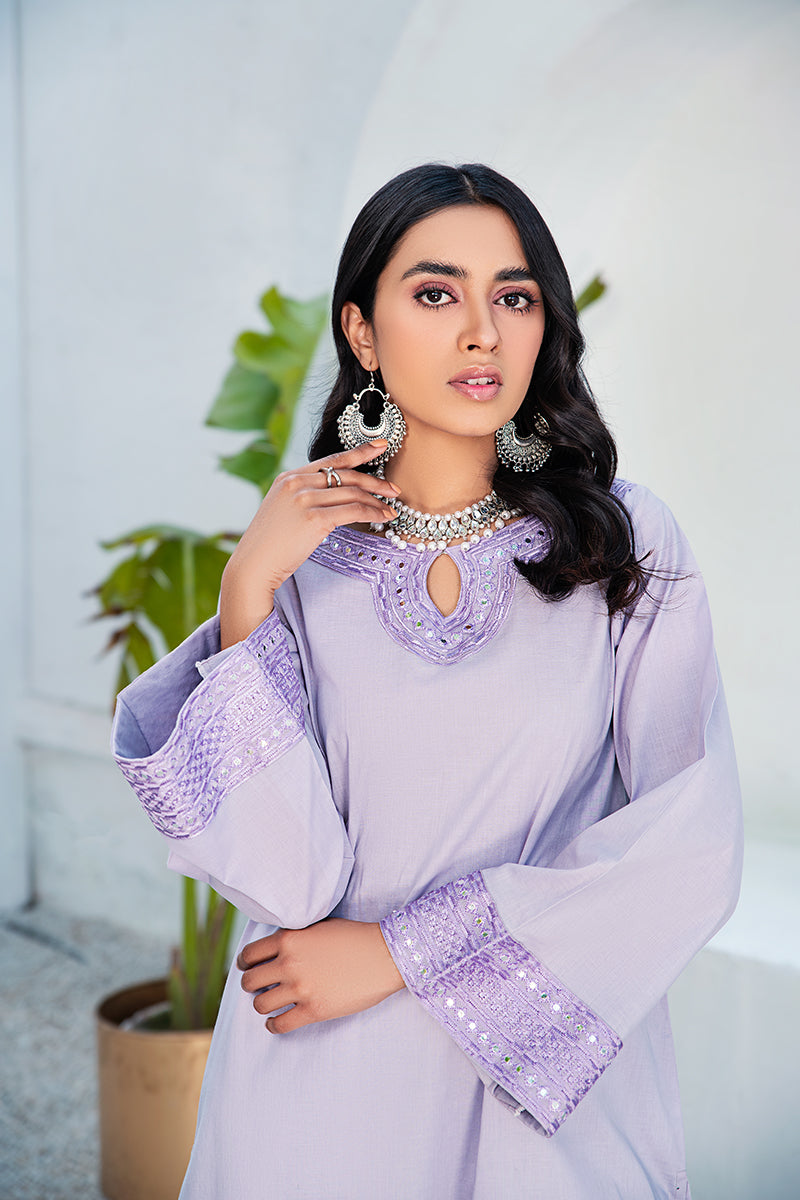 Lavender Fuzz Embellished Shirt - Elegant Floral Blouse for Women | Perfect for Casual Outings, Office Wear & Special Occasions