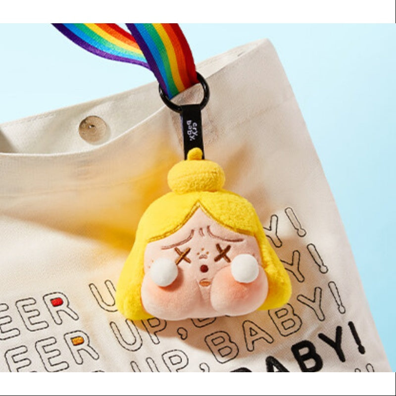 Crybaby Cheer Up Baby Plush Pendant Keychain - Cute Yellow Kawaii Anime Character Charm for Backpacks, Bags & Gifts