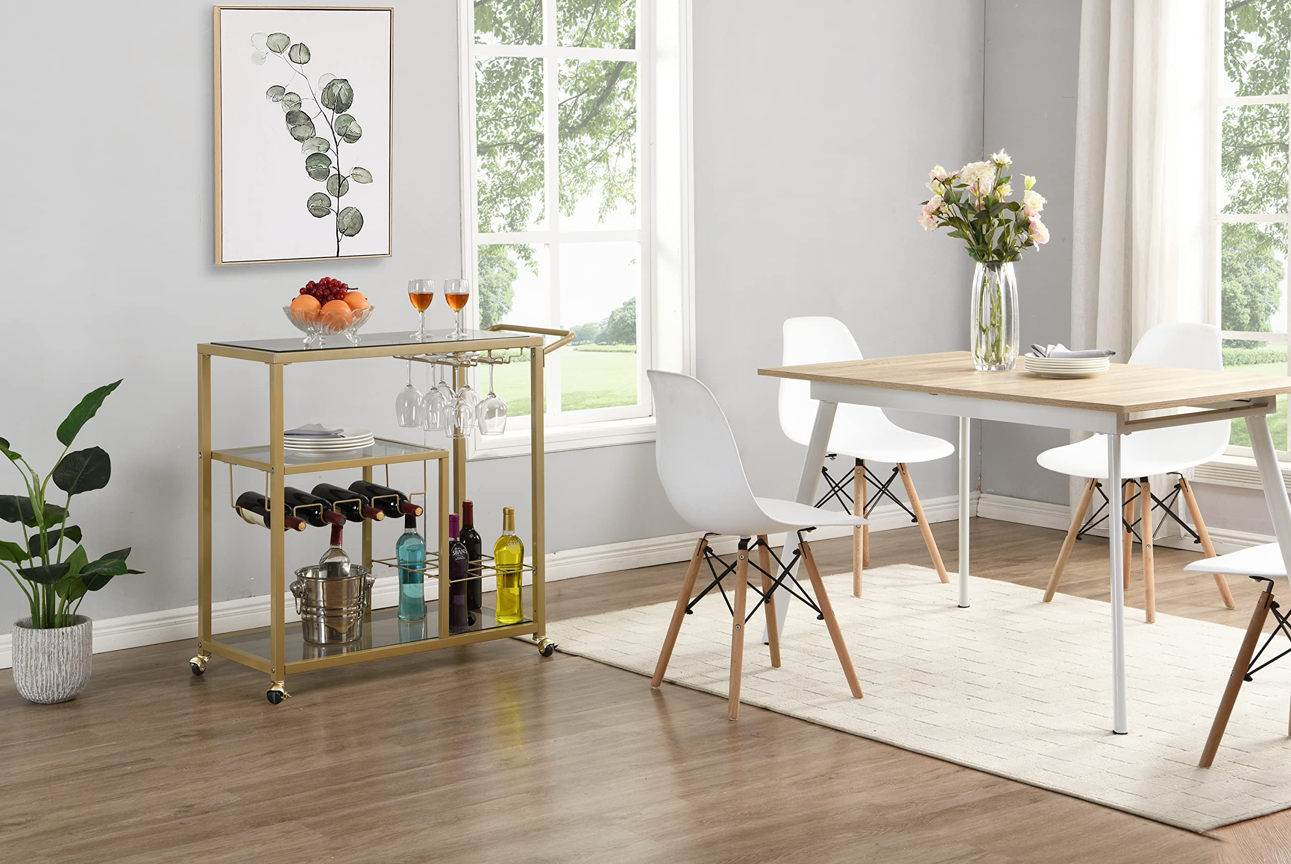**Goujxcy Mobile Kitchen Island Cart with Storage - Rolling Kitchen Cart with Drawers, Cabinets, Lockable Casters & Adjustable Shelves - Perfect for Small Kitchens, Apartments & Food Prep (A1-Gold)**