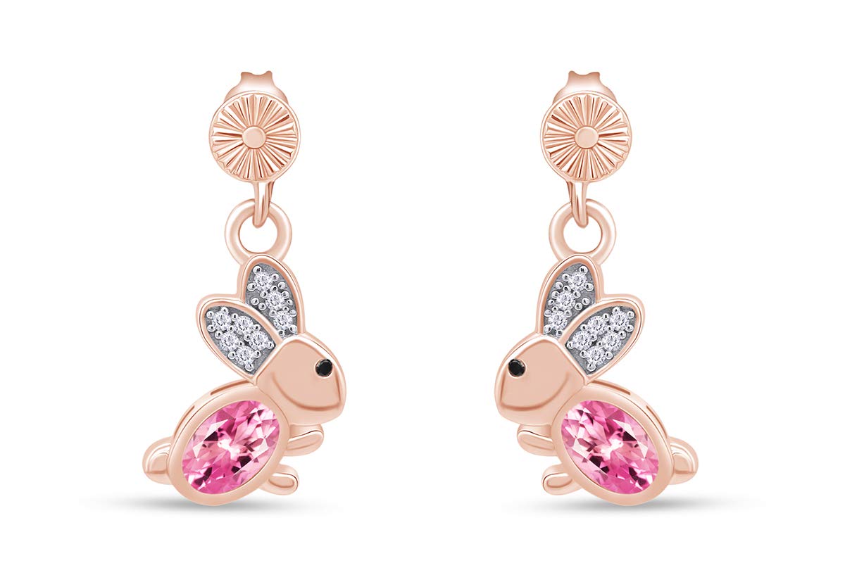 14K Gold Over Sterling Silver Rabbit Drop Earrings for Women - Easter Bunny Jewelry Gift for Her, Birthday, Party & Holiday Occasions