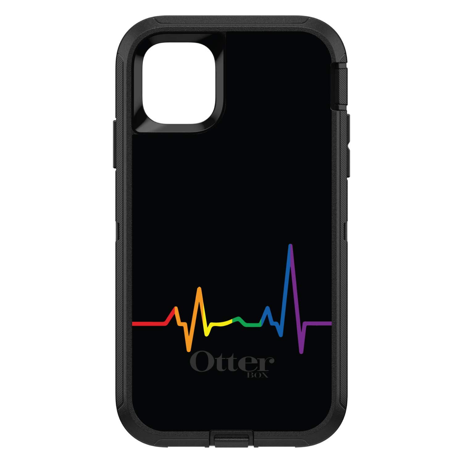 DistinctInk iPhone 13 Pro MAX Case (6.7 Inch) - Rainbow Heartbeat Design LGBTQ Support Protective Cover - Durable Shockproof Replacement for OtterBox Defender - Perfect for Pride Events, Daily Use & Gift Giving