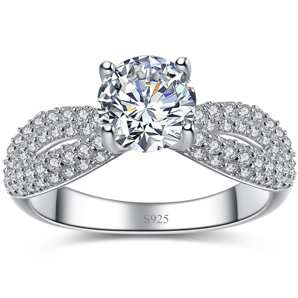 MABELLA Infinity Engagement Ring - Solitaire Round Cubic Zirconia in Sterling Silver, Wedding Proposal Ring for Women, Perfect Anniversary & Valentine's Day Gift for Her
