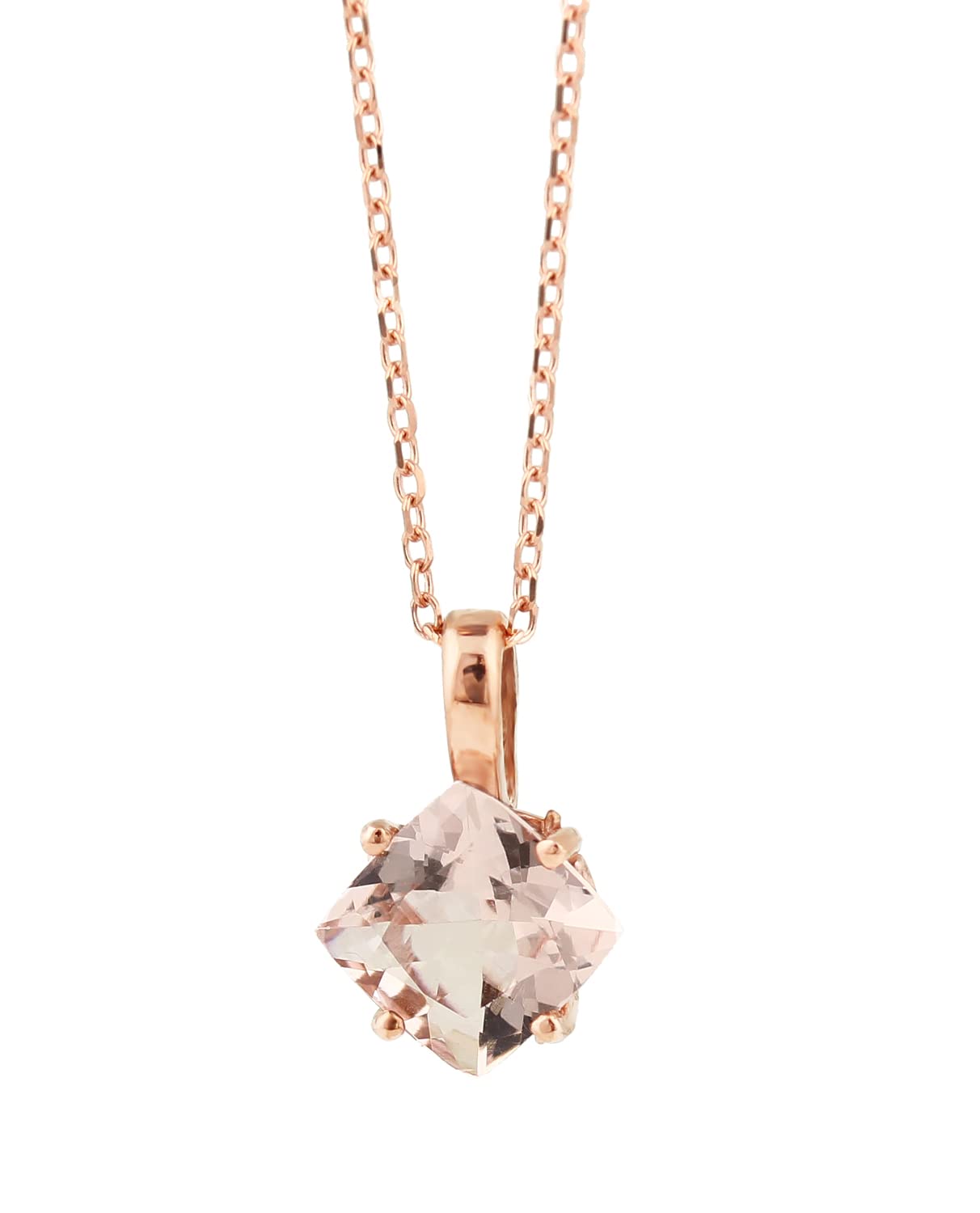 14K Rose Gold Morganite Pendant Necklace - 18 Inch Adjustable Chain, Dainty & Elegant Jewelry Gift for Women, Perfect for Valentine's Day, Anniversary & Special Occasions