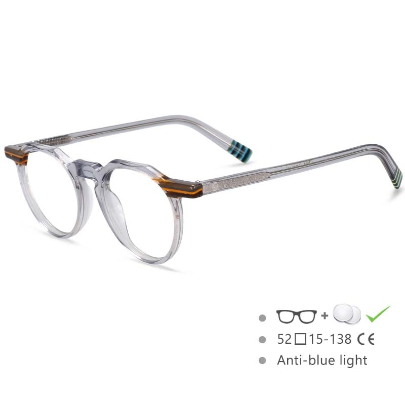 CCspace Women's Full Rim Round Cat Eye Acetate Frame Eyeglasses 54583 - Stylish Retro Glasses for Women, Perfect for Office, Reading & Fashion Accessories