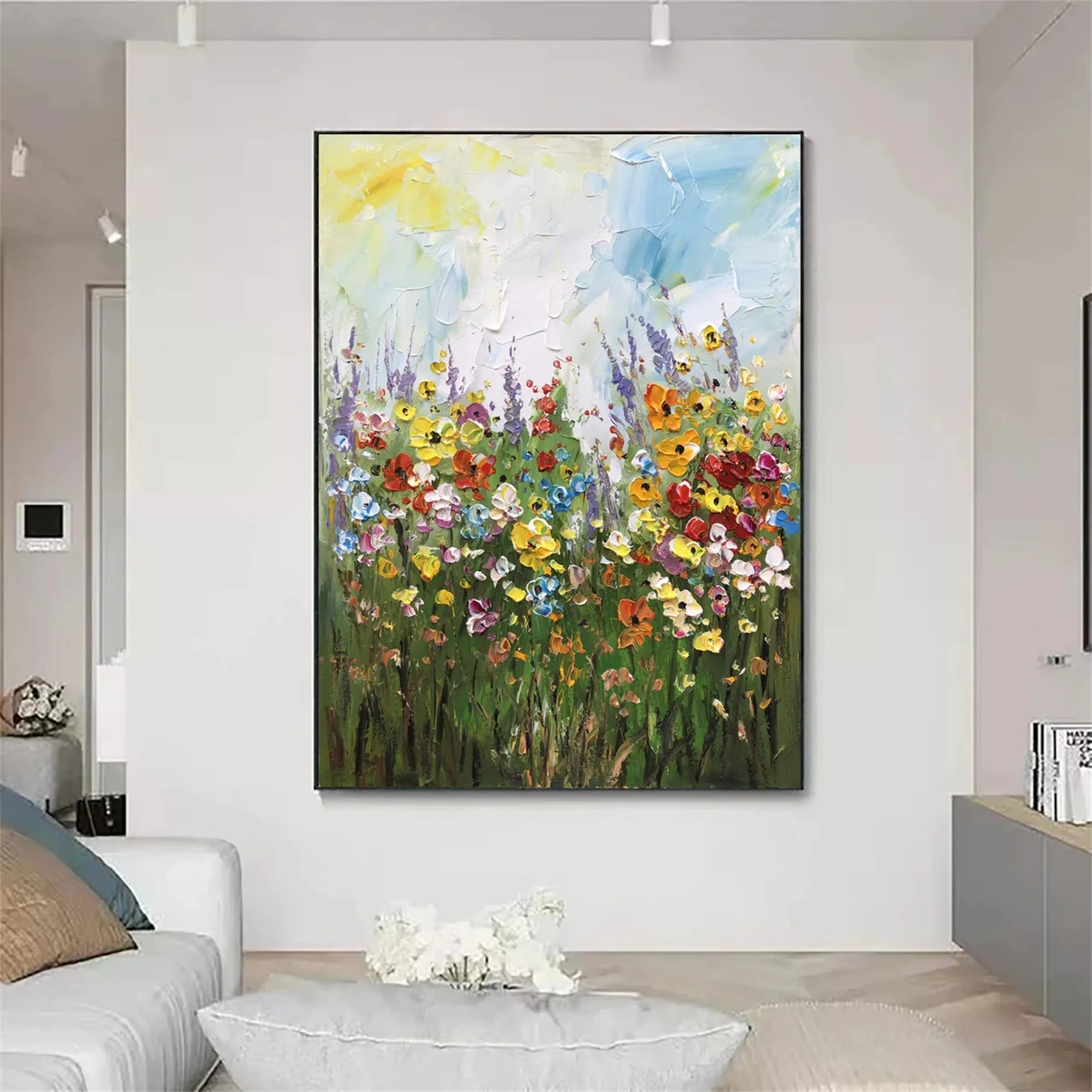 Beautiful Flower and Tree Painting #FT043 - Handmade Wall Art for Home, Office, and Living Room Decor
