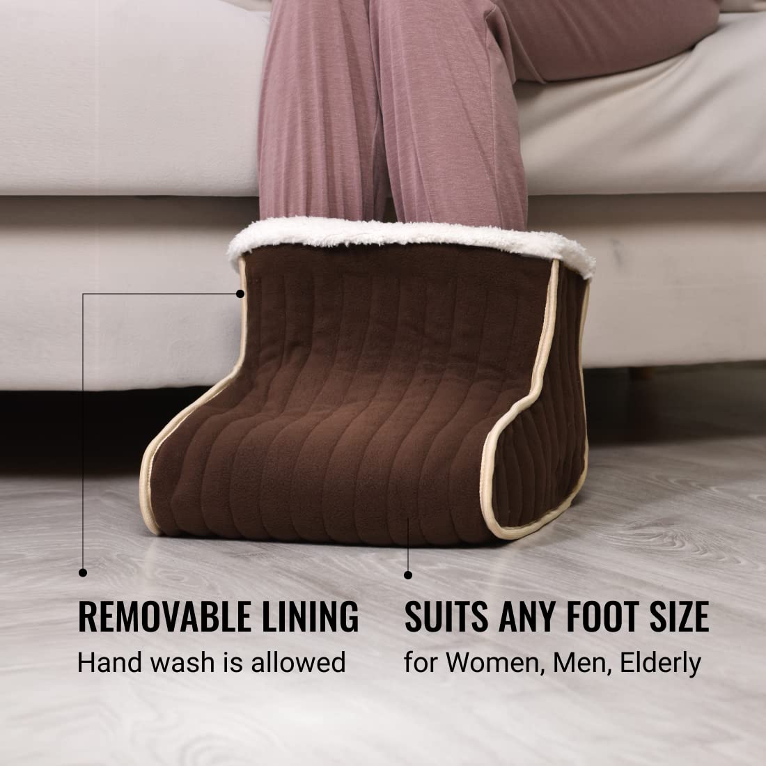 UGI Electric Foot Warmer with 3 Heat Settings & Auto Shut-Off - Adjustable for Any Foot Size, Machine Washable Heated Boots & Warming Slippers - Ideal for Women, Men & Elderly - Cozy Heated Foot Warmer Pad for Home, Office & Winter Use - EcoSapiens