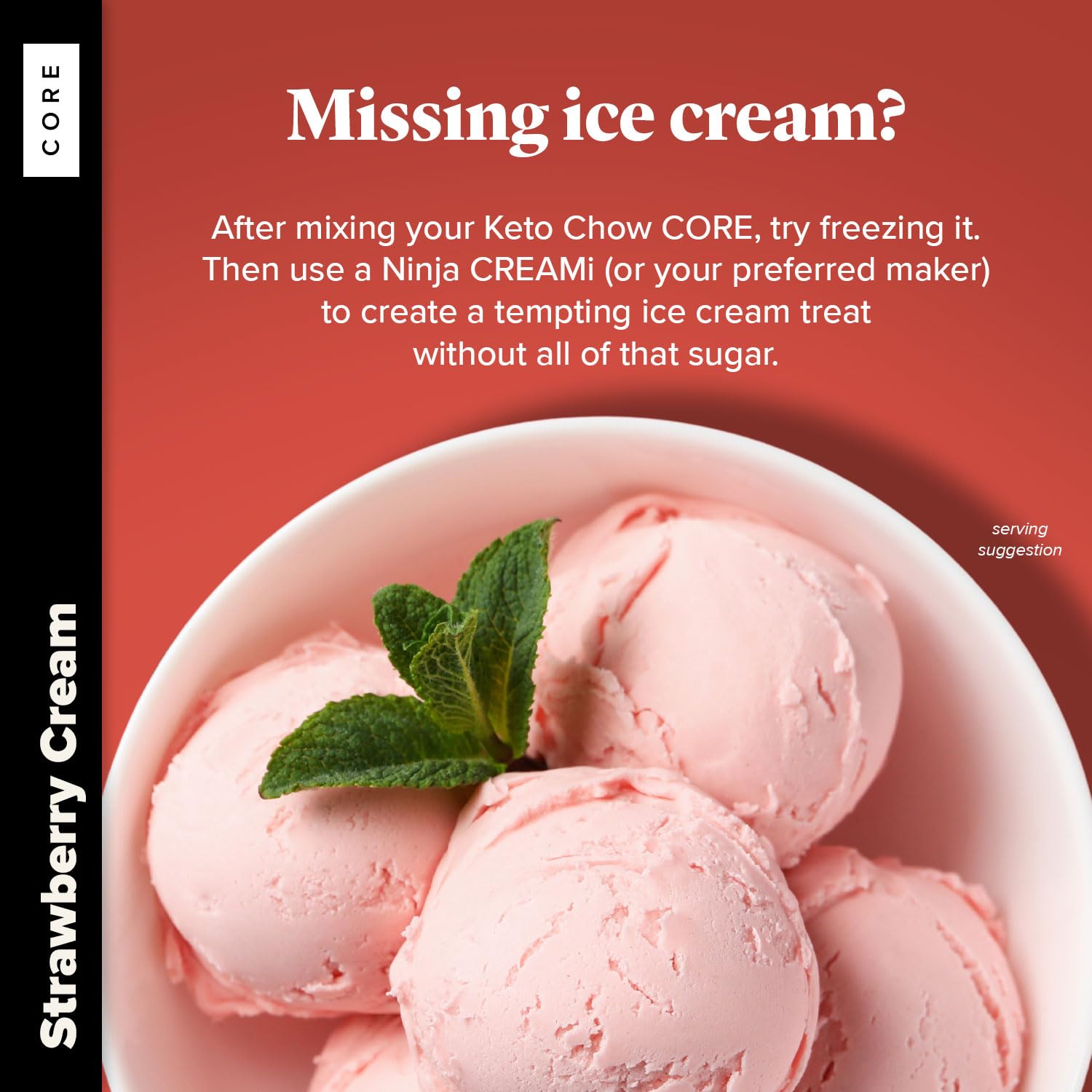 Keto Chow Strawberry Cream (Unsweetened) - Low Carb Keto Meal Replacement Shake Powder - Nutritionally Complete Protein Shake - Dairy Free, Gluten Free - Perfect for Weight Loss, Busy Mornings & On-the-Go Nutrition