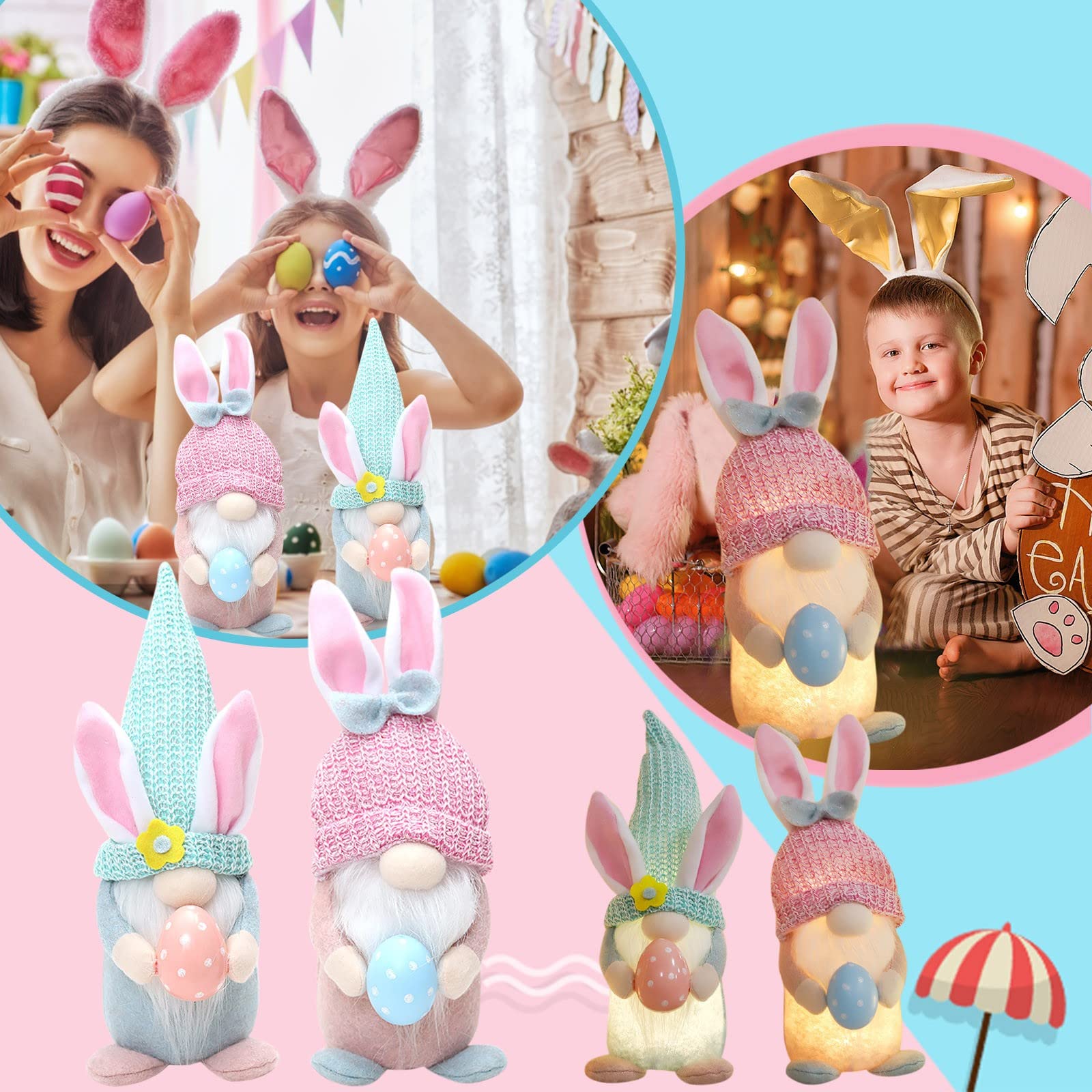 Ampopt Faceless Dwarf Doll - Easter Rudolph Ornament & Plush Rabbit Home Decor for Holiday Display, Nursery, and Gift Giving (Color Options, One Size)