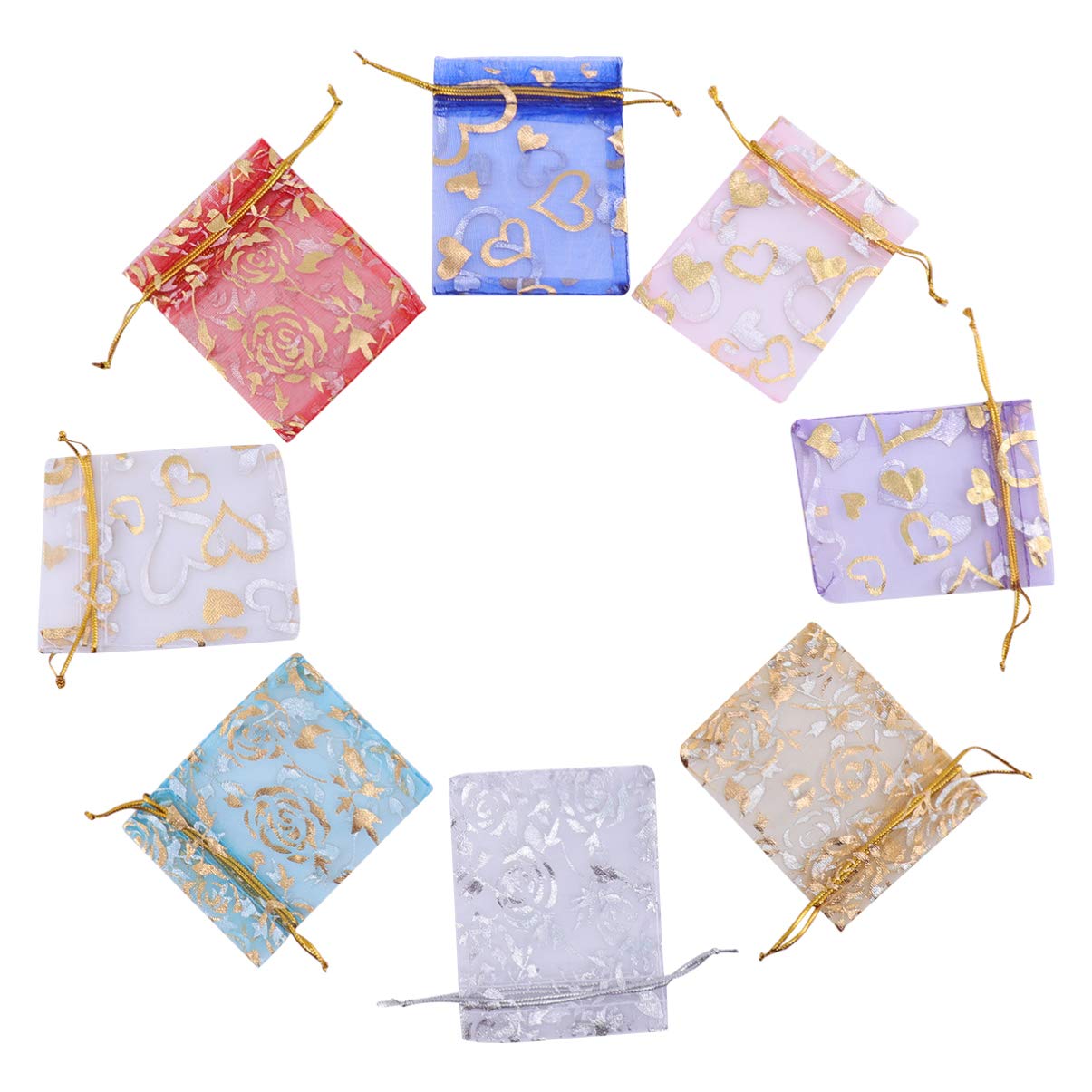 100Pcs Clear Heart Organza Drawstring Gift Bags - Wedding Party Favor Pouches for Candy, Jewelry & Fragrance | Reusable Mesh Goodie Bags for Bridal Showers, Baby Showers & Birthday Celebrations