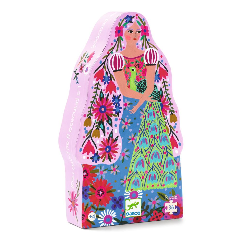 Djeco Silhouette Puzzle - The Princess and Her Peacock | Wooden Jigsaw Puzzle for Kids | Educational Toy for Preschoolers | Perfect for Birthday Gifts & Family Game Nights