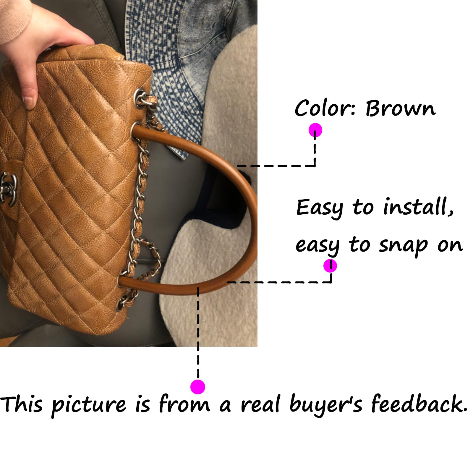 Semetall 2-Pack 0.5 Inch Wide 15.7 Inch PU Leather Replacement Handbag Straps - Brown Purse Handles for Women's Bags | Durable Shoulder Strap for Tote, Satchel & Crossbody Bags