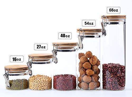KKC HOME ACCENTS Borosilicate Glass Jars with Airtight Bamboo Lid - 27oz Food Storage Containers for Tea, Coffee, Sugar, Spices | Kitchen Pantry Organization & Home Decor