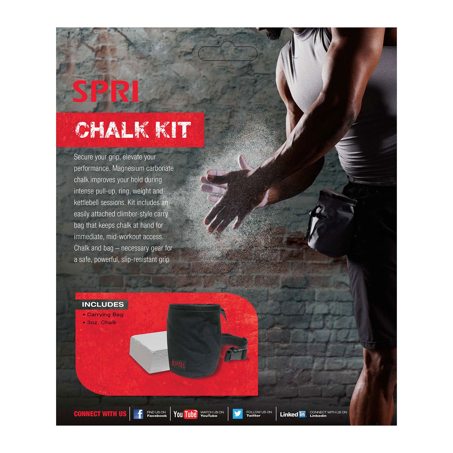 SPRI Premium Climbing & Weightlifting Chalk Kit with Mesh Bag - Ideal for Rock Climbing, Gym Workouts & Powerlifting Grip Enhancement