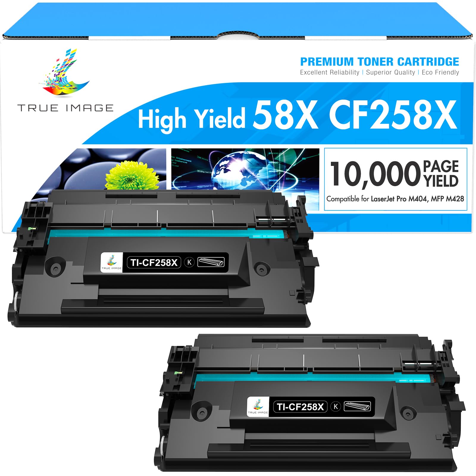 High Yield 58X CF258X Black Toner Cartridge - Compatible Replacement for HP 58X CF258X/58A CF258A - Works with HP LaserJet Pro M404n/M404dn/M404dw/MFP M428fdn/M428dw Printers (2-Pack) - Perfect for Office & Home Printing Needs