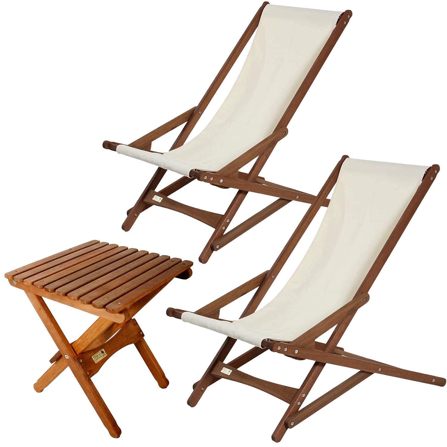 BYER OF MAINE Pangean Tailgate Bundle - Portable Small Folding Table & Comfortable Glider Chair Set in Natural Wood Finish | Perfect for Camping, Picnics, Beach Outings & Outdoor Events