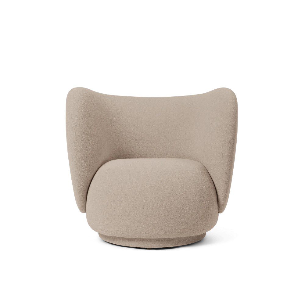 FERM LIVING Rico Lounge Chair - Modern Grain & Cashmere Fabric - Comfortable Mid-Century Lounge Chair for Living Room, Bedroom & Office