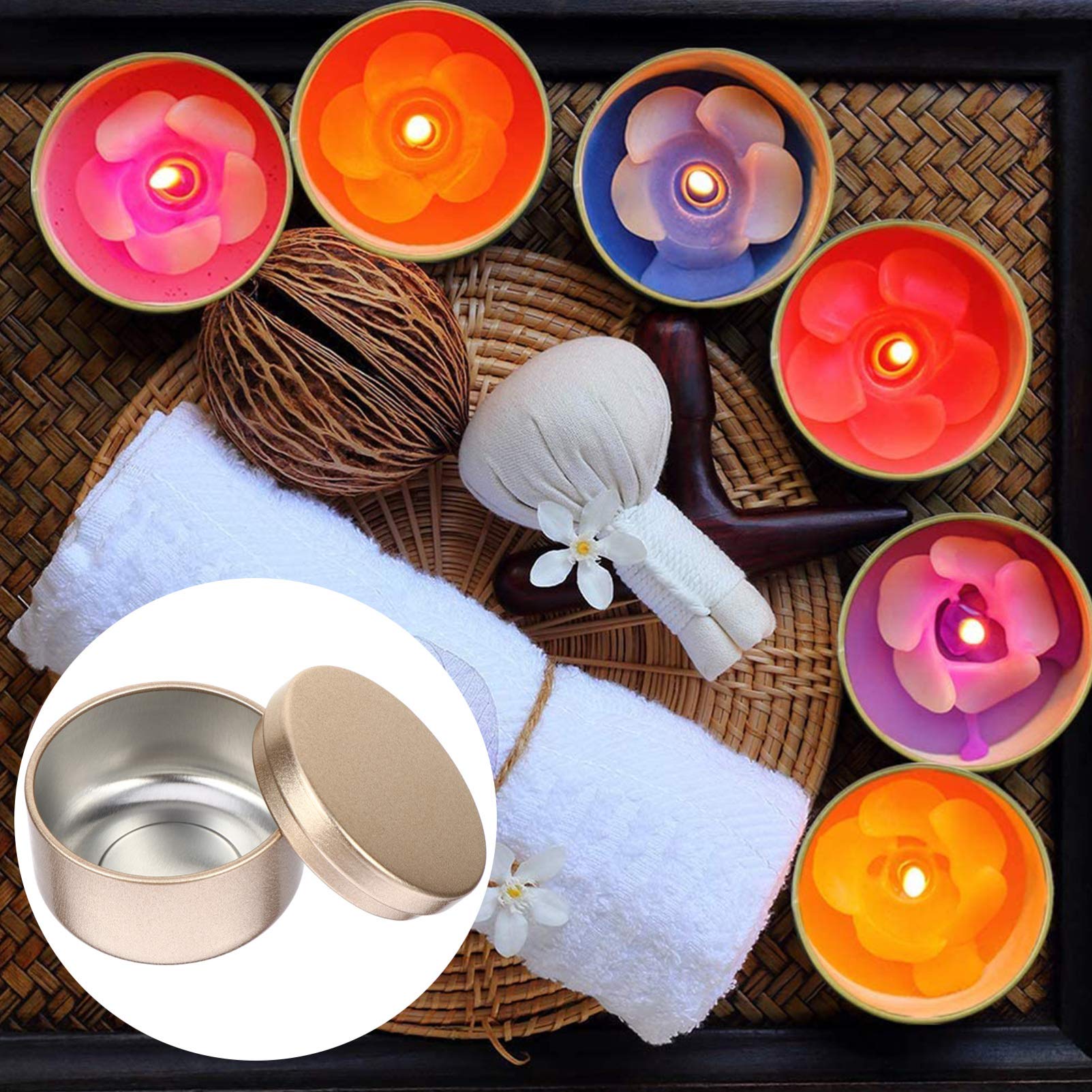 SEWACC 12-Pack Empty Aluminum Candle Tins with Lids - 50ml Round Metal Candle Containers for DIY Candle Making, Wax Melts & Home Decor