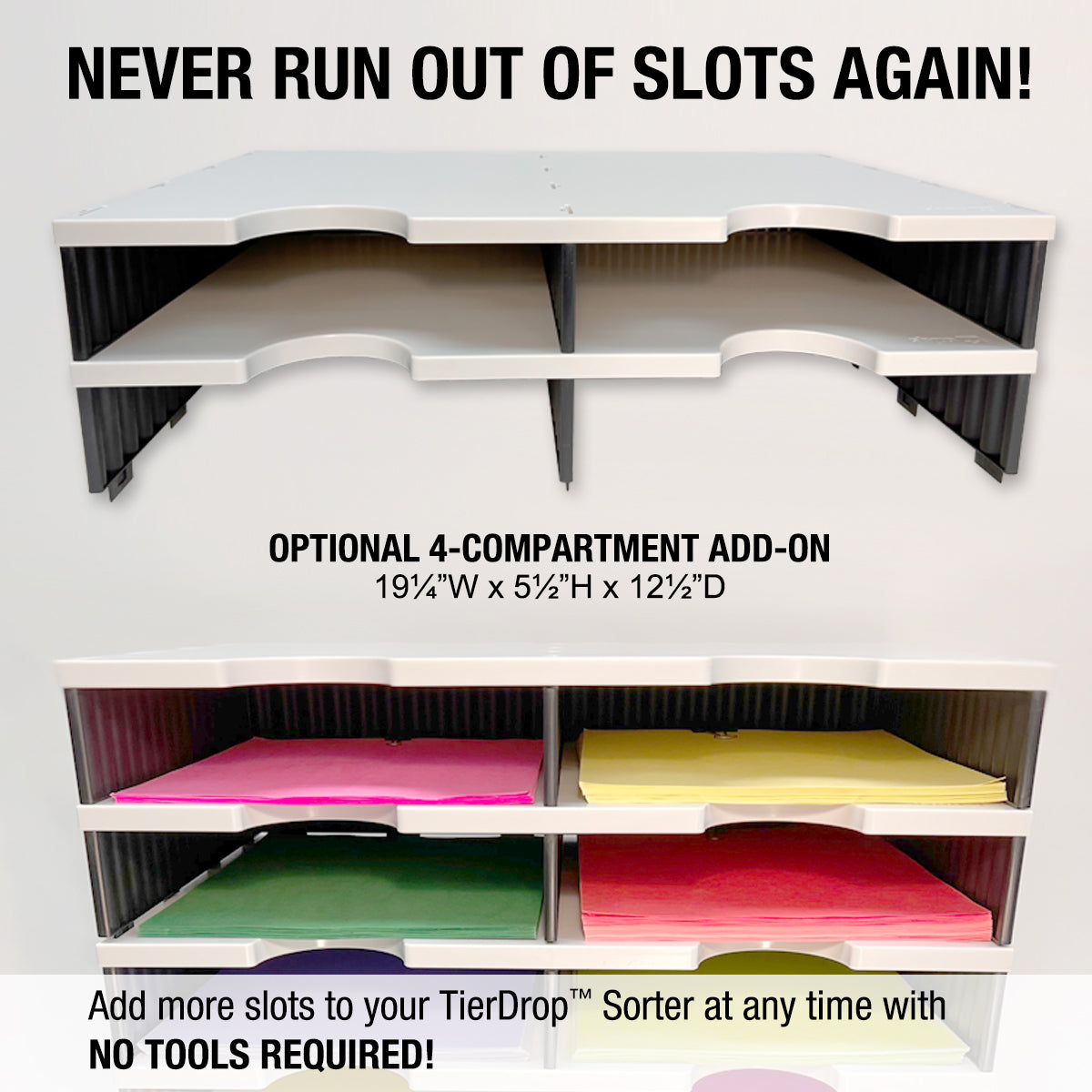 Ultimate Office TierDrop™ PLUS 20 Slot Organizer with Riser Storage Base - Perfect for 19w Literature, Forms, Mail & Classroom Supplies | Ideal for Office, School & Home Organization