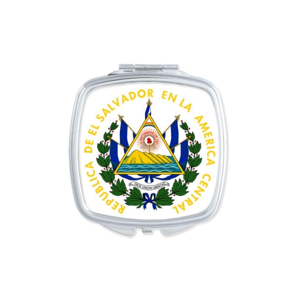 San Salvador El Salvador National Emblem Mirror - Portable Compact Pocket Makeup Mirror with Double Sided Glass - Perfect for Travel, Home Vanity & Handbag Essentials