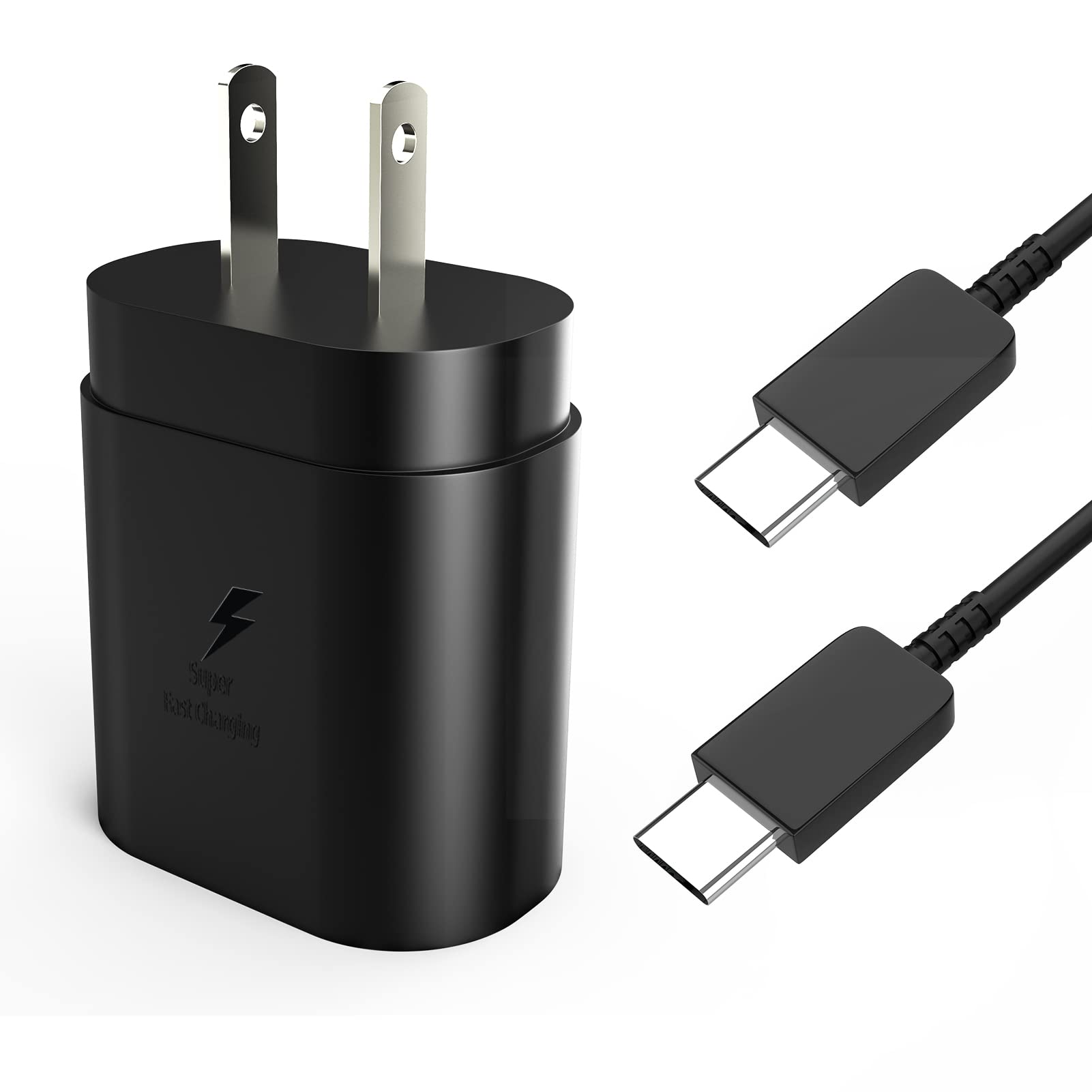 25W Super Fast USB-C Wall Charger Block Adapter - Compatible with Samsung Galaxy S10/S20/S21/Note10/Ultra/Z Flip3, OnePlus, Pixel & LG Phones - Quick Charge for Home, Office & Travel
