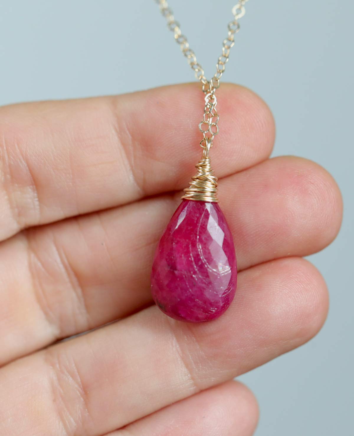 Genuine Ruby Gemstone Pendant Necklace - July Birthstone Jewelry for Women - Elegant Birthday Gift Idea for Her - Perfect for Anniversaries, Valentine's Day & Special Occasions