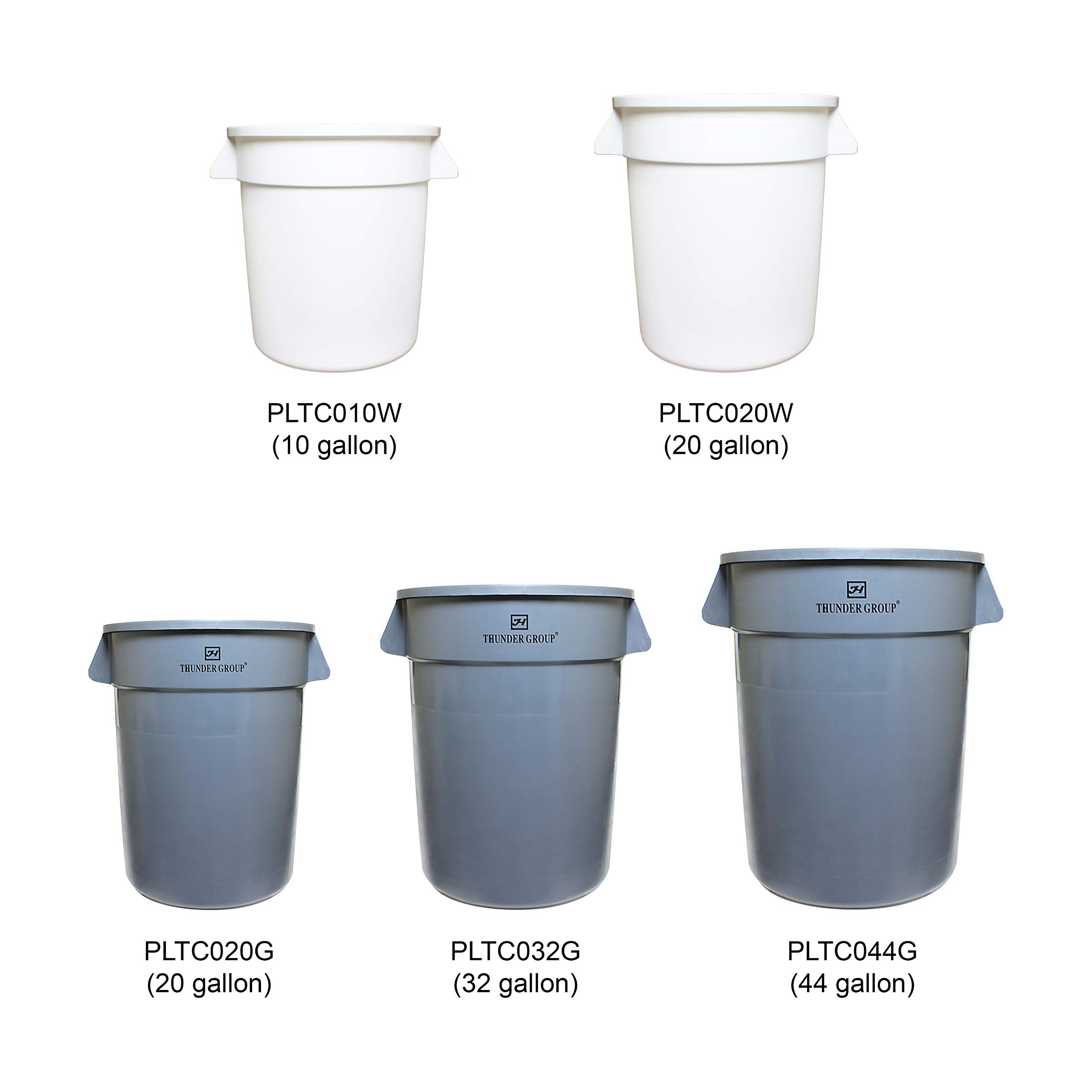 20 Gallon Grey Plastic Trash Can by Thunder Group - Heavy Duty, Durable Waste Bin for Kitchen, Office, or Outdoor Use