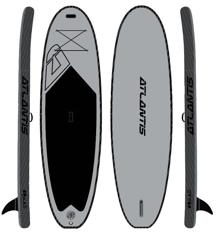 ATLANTIS Nomad Inflatable Stand Up Paddle Board (SUP) - 10' Grey Black - Lightweight & Portable for Lakes, Rivers & Ocean - Perfect for Yoga, Fishing & Family Fun