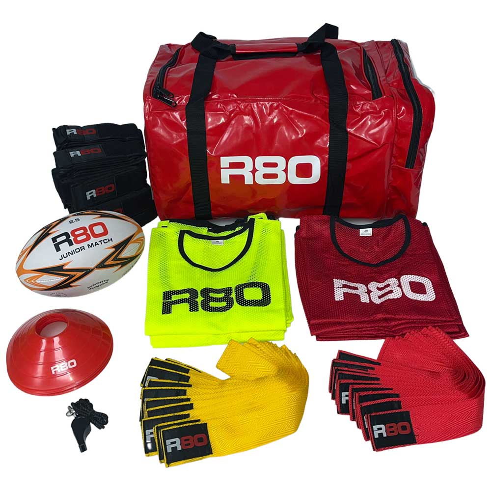 R80 Junior Rippa Game On Team Sets - Youth Flag Football Starter Kit for Kids Sports & Outdoor Play - Perfect for Backyard Games, School PE Class, and Team Practice