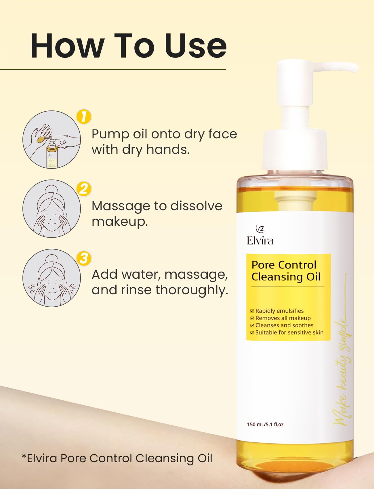 Elvira Pore Control Cleansing Oil & Bio-Collagen Face Mask Set - Korean Skincare for Sensitive Skin | Makeup Remover, Blackhead Removal, Firming & Hydrating Treatment | 4 Sheet Masks Bundle - Perfect for Night Routine, Spa Day & Travel Skincare