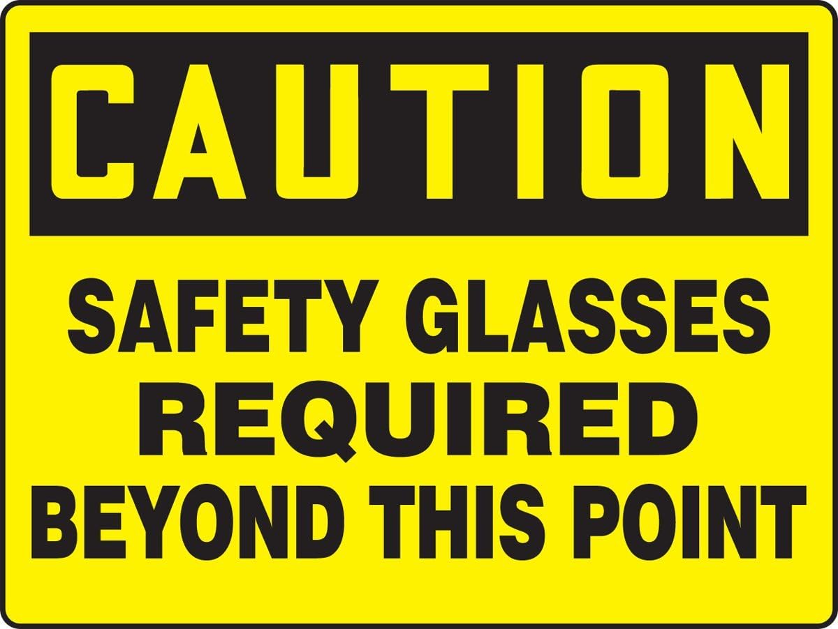 18X24 .125 Polycarbonate Safety Glasses Required Sign - Durable OSHA Compliant Warning Sign for Construction Sites, Laboratories & Industrial Work Areas