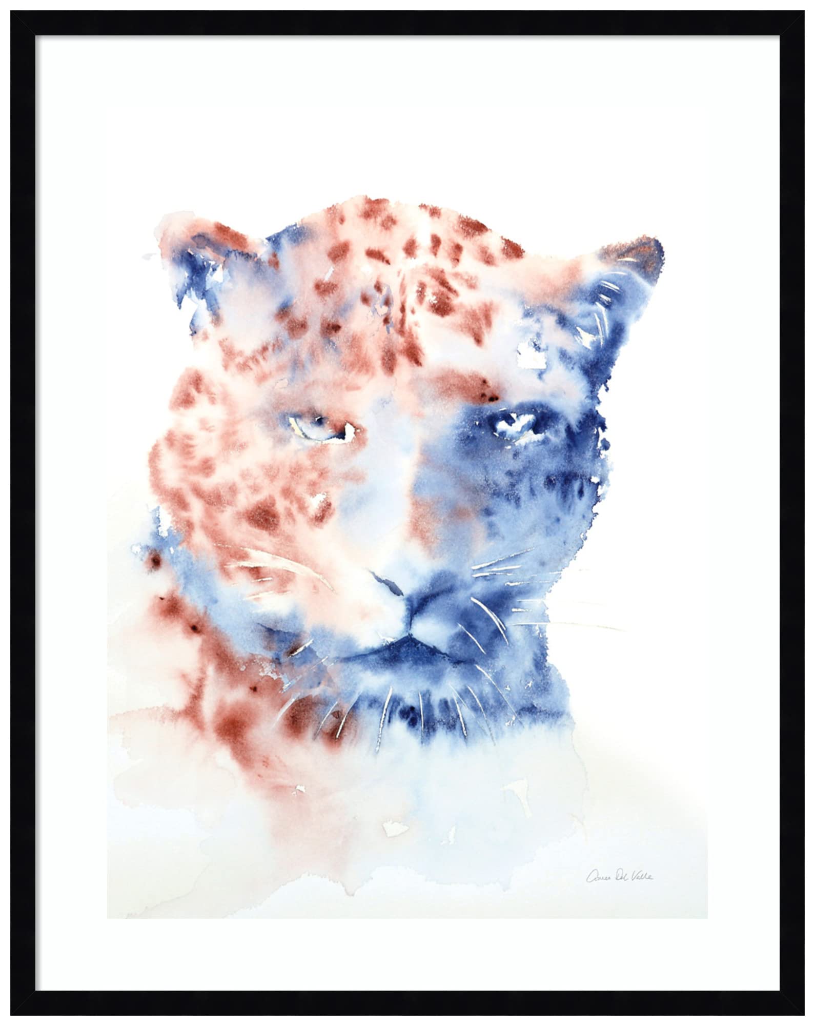 Amanti Art Framed Wall Art Print 33x26 - Copper & Blue Cheetah Abstract Painting by Aimee Del Valle | Modern Contemporary Decor | Large Poster Artwork for Living Room, Bedroom, Bathroom | Perfect for Home Office, Dining Room & Entryway Wall Decor