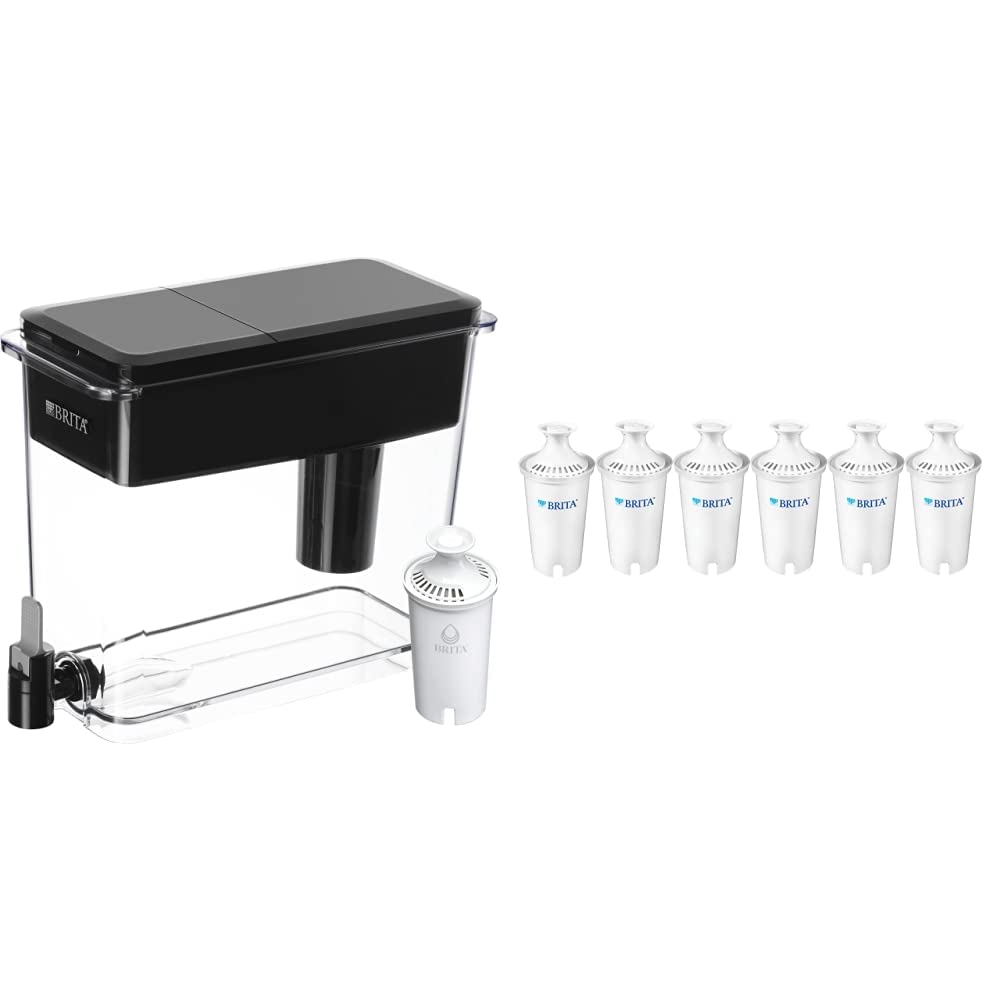 Brita XL 10-Cup Water Filter Dispenser with Standard Replacement Filters - BPA-Free, Black - Perfect for Home, Office & Refrigerator Use