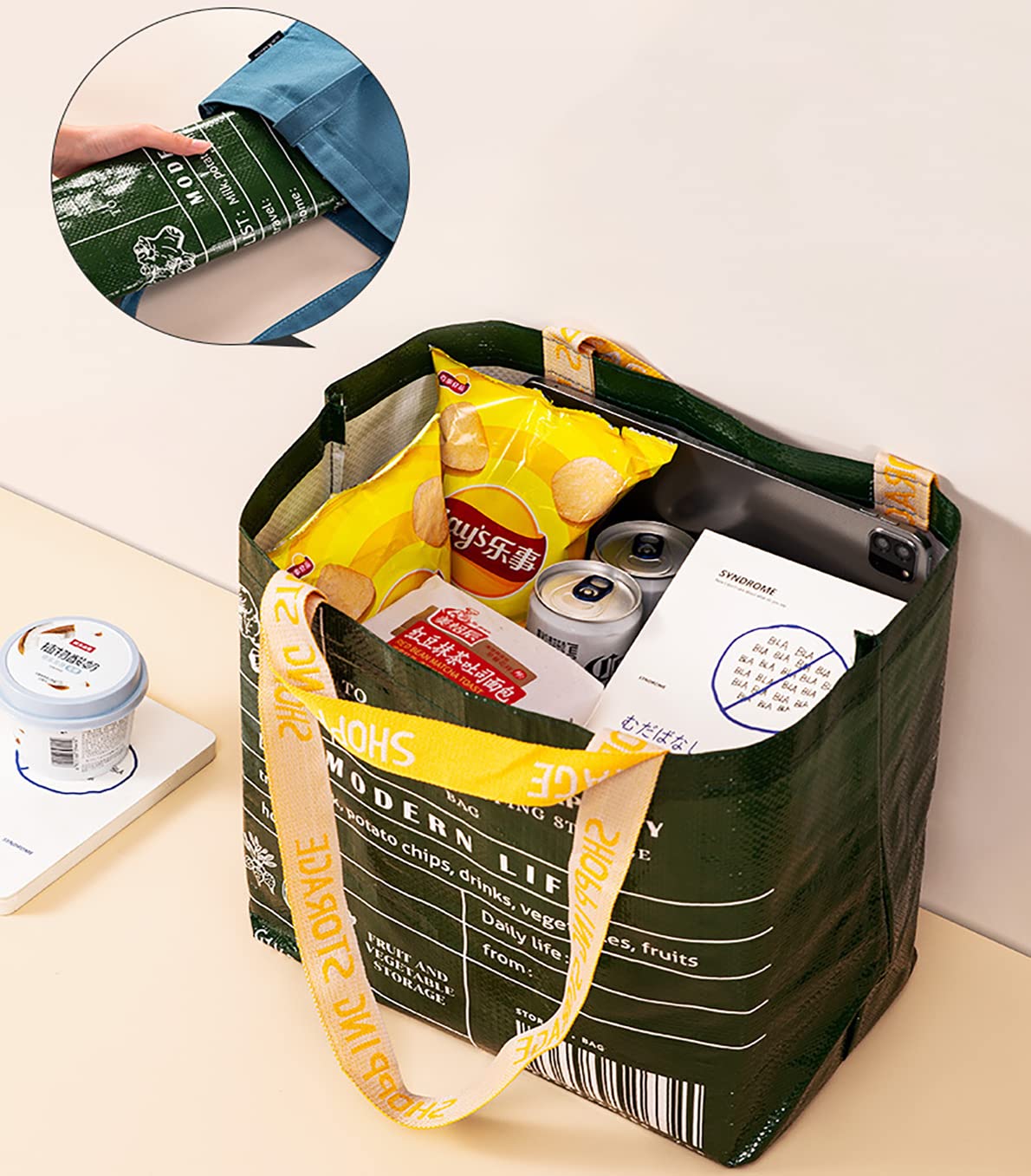 Eco-Friendly Reusable Grocery Bags for Shopping - Foldable & Durable Tote Bags for Groceries, Food, and Market Trips | Perfect for Grocery Hauling, Farmers Markets, and Sustainable Living