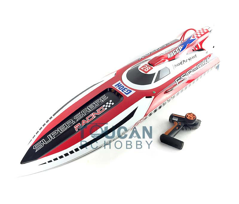 G30H 30CC Gas Powered RC Racing Boat - 70KM/H High Speed Fiber Glass Hull (Gray/Red/Yellow) with DIY Model Engine & Servo Transmitter - 1380x390x320mm ARTR Kit for Lakes, Pools & Competitive RC Boat Racing