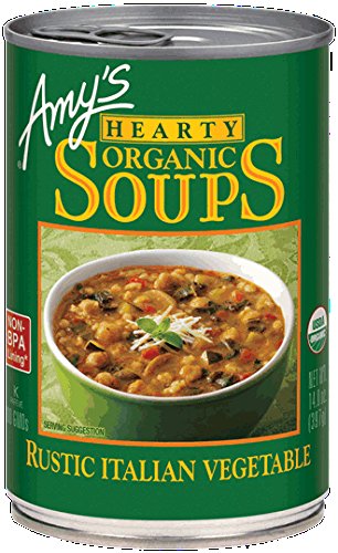 Amy's Organic Hearty Rustic Italian Vegetable Soup - 397g (Pack of 4) | Gluten-Free, Vegan Canned Soup | Perfect for Quick Lunches, Camping & Emergency Food Storage
