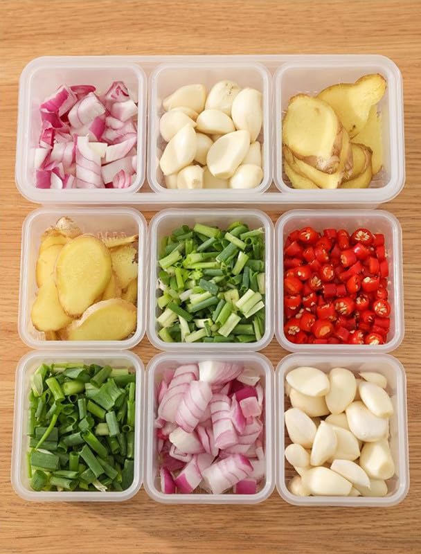 MosQuick® 3-Grid BPA-Free Food Storage Containers for Refrigerator - Airtight Kitchen Organizer for Vegetables, Fruits, Herbs & Garlic | Stackable Fridge Storage Bins | Perfect for Meal Prep, Leftovers & Grocery Organization