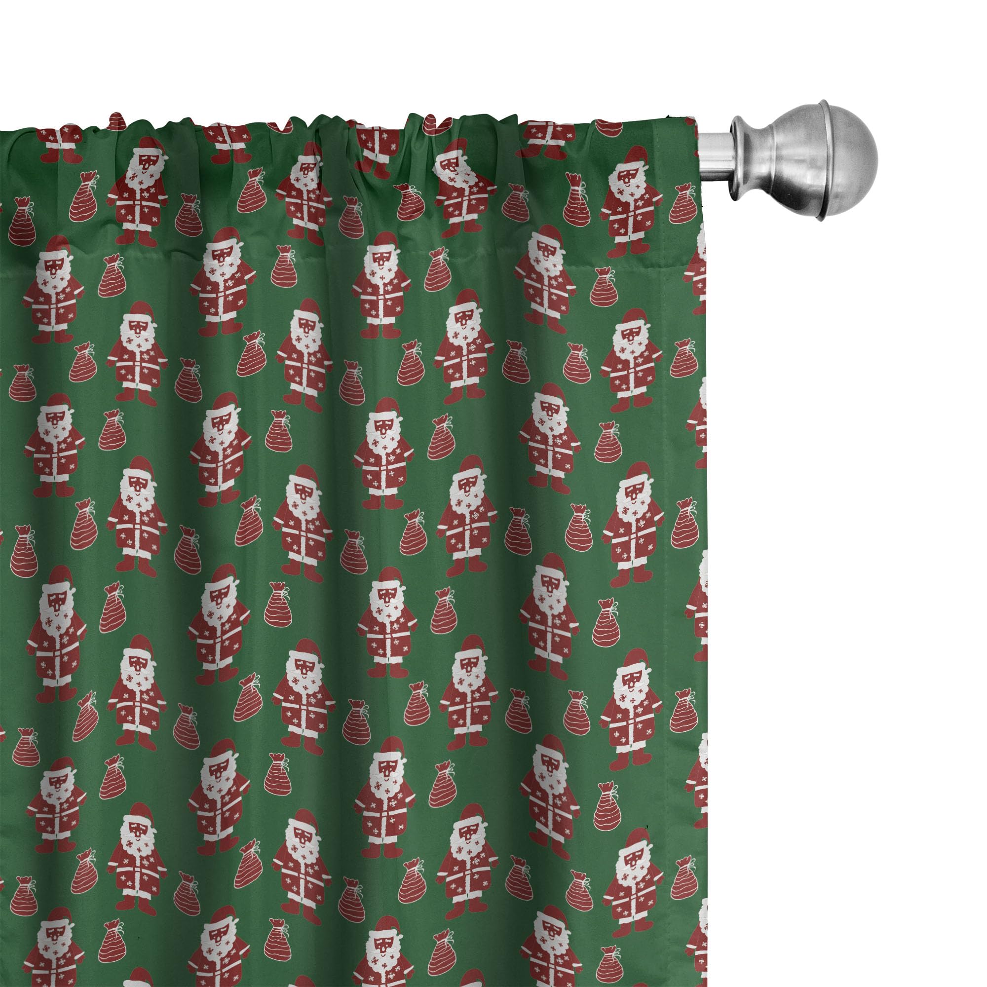 Ambesonne Christmas Santa Claus Window Curtains - 2-Panel Set with Rod Pocket, 28