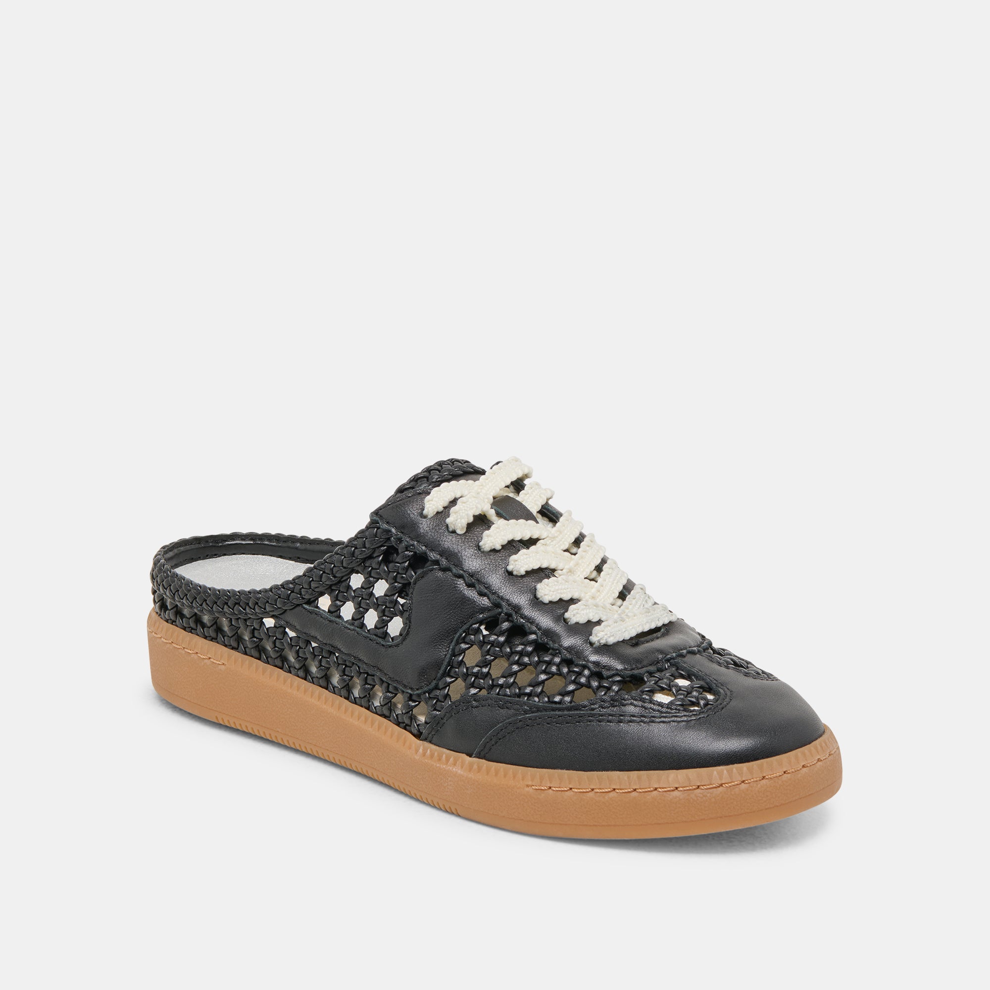 Stella Black Woven Sneakers - Breathable Slide-On Shoes for Women | Perfect for Casual Wear, Walking & Summer Outfits
