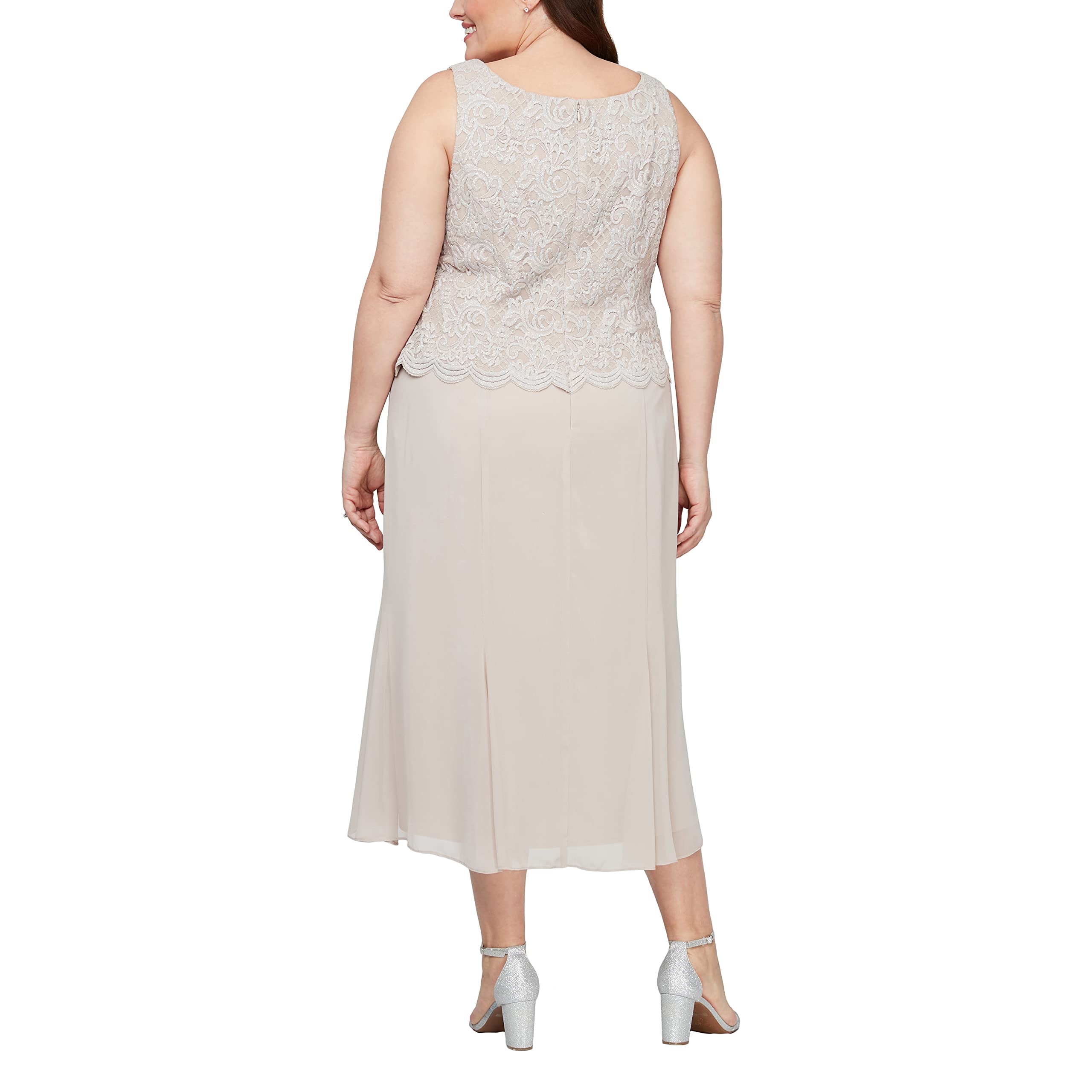 Alex Evenings Women's Plus Size Tea-Length Mother of The Bride Jacket Dress for Formal Events & Wedding Guest - Perfect for Weddings, Galas, and Special Occasions