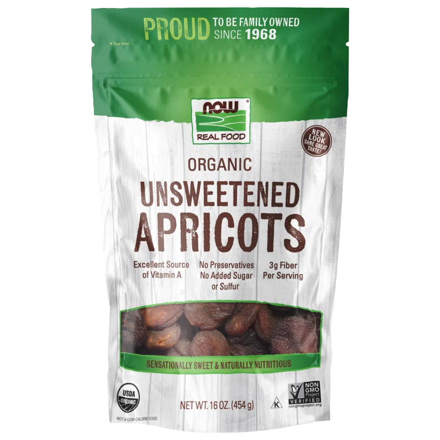Organic Unsweetened Dried Apricots by NOW Real Food | No Sugar Added, Non-GMO, Vegan Snack | Perfect for Baking, Trail Mix & Healthy Snacking